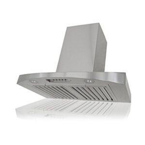 KOBE RA3836SQB-WM-5 Deluxe 36" Wall Mount Range Hood, 3-Speed, 700 CFM, LED Lights, Baffle Filters, Stainless steel