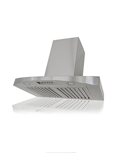 KOBE RA3836SQB-WM-5 Deluxe 36" Wall Mount Range Hood, 3-Speed, 700 CFM, LED Lights, Baffle Filters, Stainless steel