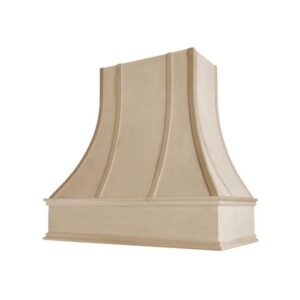 riley & higgs curved front unfinished range hood cover with decorative molding - wall mounted wood range hood covers, plywood and maple (31.5 w x 36 h inches)