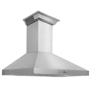 zline 30 in. convertible vent wall mount range hood in stainless steel with crown molding (kl3crn-30)