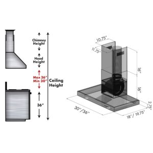 ZLINE 30 in. Wall Mount Range Hood in Black Stainless Steel (BSKEN-30)