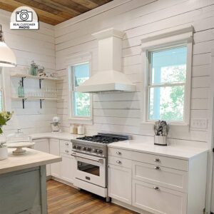 ZLINE 30 in. Wooden Wall Mount Range Hood in Cottage White - Includes Motor