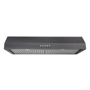 30 in. w 7 in. 370 cfm under the cabinet range hood with led bulbs in black stainless steel