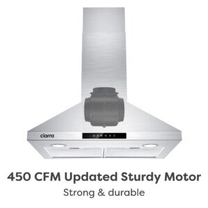 CIARRA Range Hood 30 inch 760m3/h Ductless Stove Hood Vent for Kitchen in Stainless Steel, Ducted and Ductless Convertible