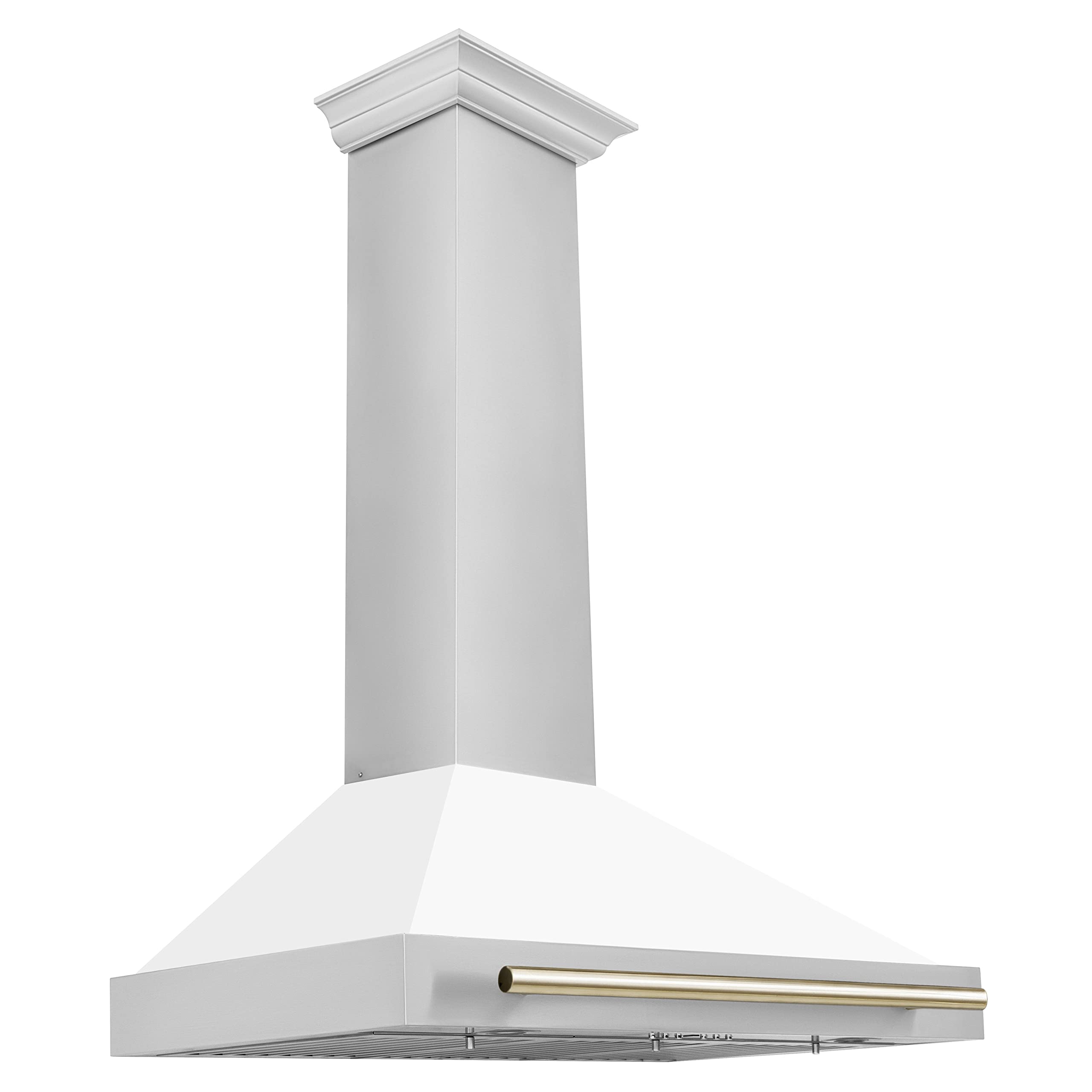 ZLINE 36 in. Autograph Edition Convertible Stainless Steel Range Hood with White Matte Shell and Polished Gold Accents (KB4STZ-WM36-G)