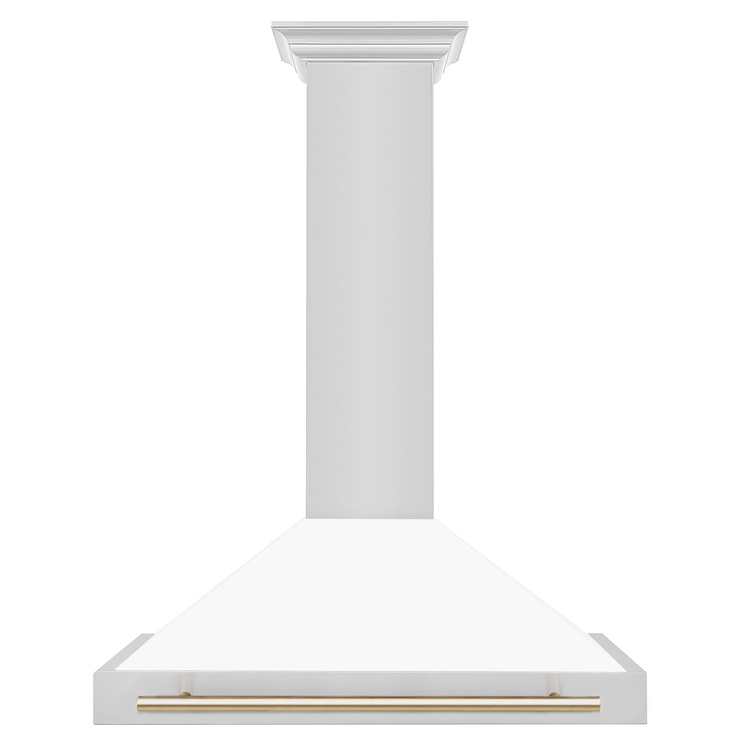 ZLINE 36 in. Autograph Edition Convertible Stainless Steel Range Hood with White Matte Shell and Polished Gold Accents (KB4STZ-WM36-G)