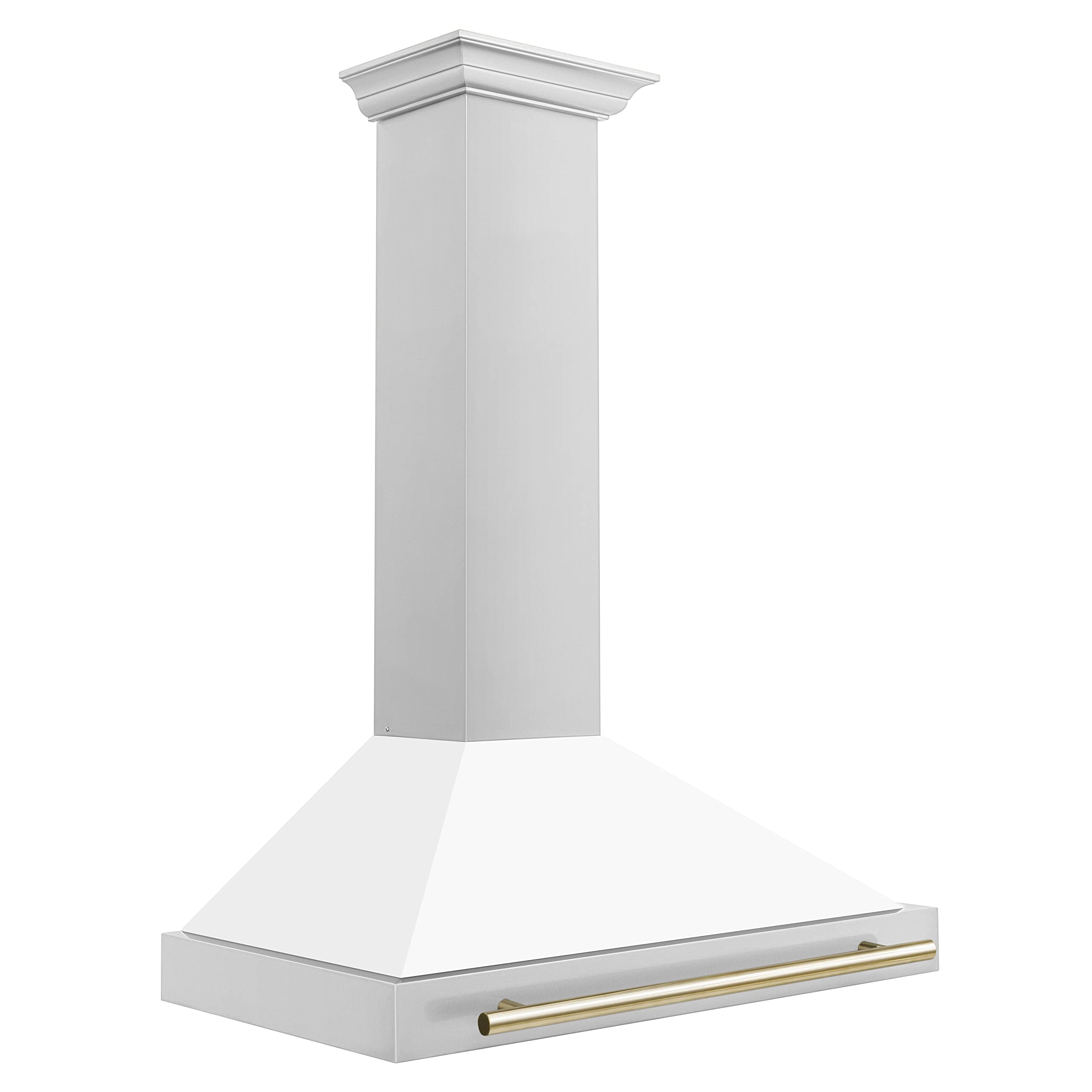 ZLINE 36 in. Autograph Edition Convertible Stainless Steel Range Hood with White Matte Shell and Polished Gold Accents (KB4STZ-WM36-G)