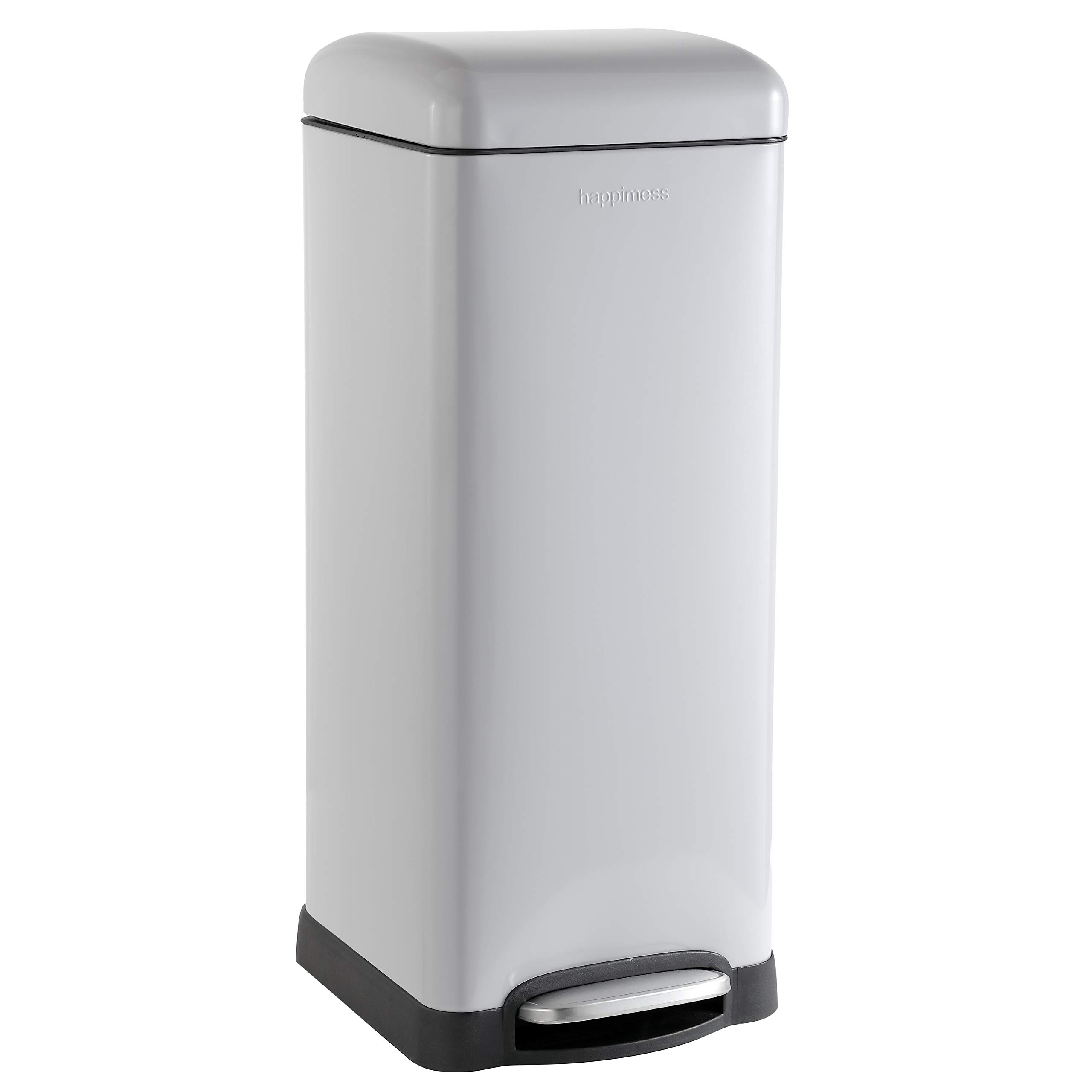 happimess HPM1007C Betty Retro 8-Gallon Step-Open Trash Can with Soft-Close Lid, Fingerprint Resistant, Modern, Minimalistic for Home, Kitchen, Laundry Room, Office, Bedroom, Bathroom, Gray