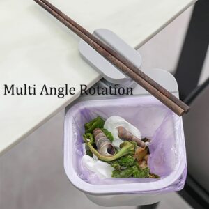 UpTuoLi Small Trash Can,Mini Trash Can,Tiny Trash Can,Rotatable Clip-on Mini Garbage Can with Trash Bags,Clipped Under Dinner Desk Trash Can,Mini Waste Basket Under Table Counter Trash Bin