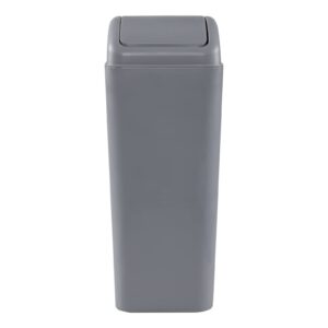 Waikhomes 3.5 Gallon Plastic Trash Can with Swing Lid, Slim Garbage Bin, 1 Pack, Grey