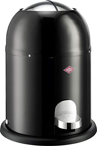 Wesco Single Master - German Designed - Small Step Trash Can, Powder Coated Ssteel, 2.4 Gallon / 9 L, Black