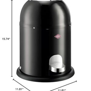 Wesco Single Master - German Designed - Small Step Trash Can, Powder Coated Ssteel, 2.4 Gallon / 9 L, Black