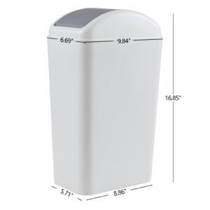 Lesbin 3.5 Gallon Plastic Trash Can with Swing Lid, Swing Top Garbage Can, Gray