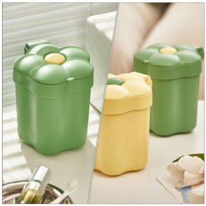 STOBOK Car Trash Bin Desktop Trash Can with Lid Mini Cute Waste Paper Basket Cartoon Flower Design Garbage Container Bin for Home Office Bedroom Nursery Room Green Automotive Garbage Cans