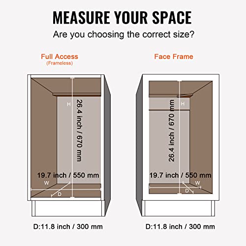 VEVOR Pull-Out Trash Can, 35L Single Bin, Under Mount Kitchen Waste Container with Slide, Handle and Door Mounting Kit, 110 lbs Load Capacity Heavy Duty Garbage Recycling Bin for Kitchen Cabinet, Sink