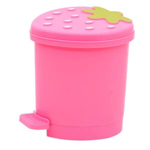 Toddmomy 1PCS Mini Desktop Trash Can with Swing Lid ,Cute Strawberry Rubbish Bin Tiny Trash Can Countertop Garbage Can for Desk Car Office Kitchen,Pink