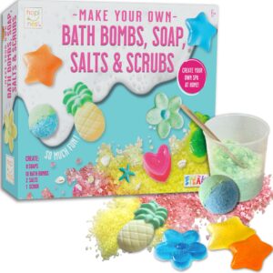 hapinest make your own bath bombs, soap, salts and scrubs spa craft science kit for kids girls and boys toys & gifts ages 6 7 8 9 10 11 12 years old and up