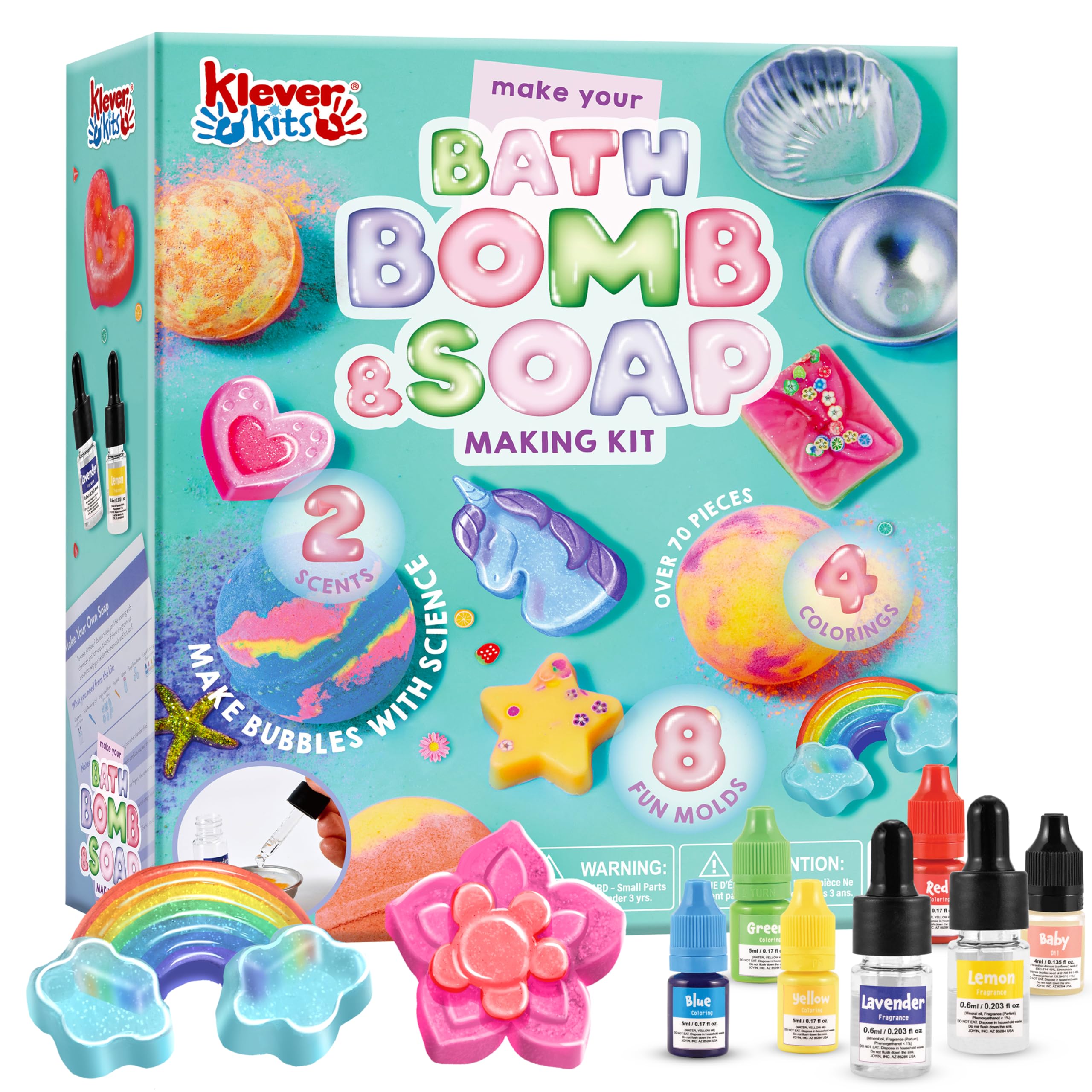 Klever Kits Bath Bomb, Soap Making Kit for Kids, 2-in-1 Spa STEM Science Kits, DIY Make Your Own Bath Bombs & Soap, Spa Kit for Kids, Gifts Toys for Toddler Kid, Birthday Present