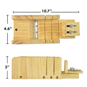 Artcome Loaf Soap Making Cutting Mold Kit Multi-Function Adjustable Wood Soap Mold Set - Rectangular Silicone Mold Set with Stainless Steel Wavy & Straight Cutter