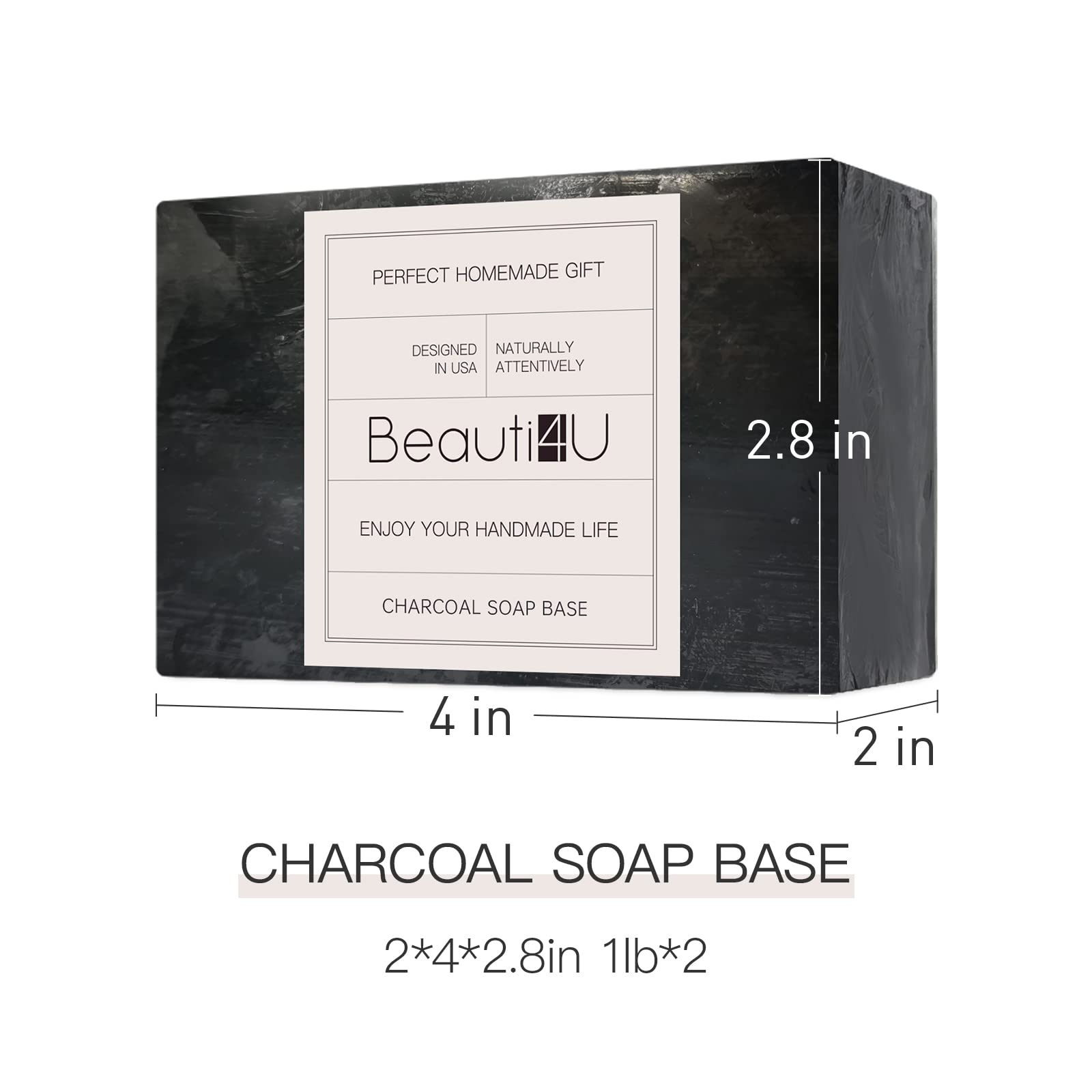 BEAUTI4U 2LB Soap Base - Charcoal Soap Making Supplies with Soap Making Kit - Melt and Pour Soap Base - Melt and Pour Soap Kit -Organic Soap Base for Soap Making