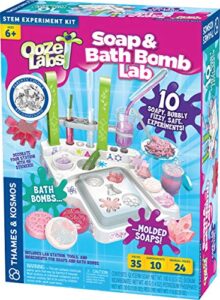 thames & kosmos ooze labs soap & bath bomb lab kit - 10 cosmetology & skin care experiments | parents' choice award winner