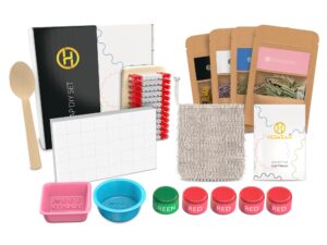 humran llc large soap-making kit - suitable for adults, kids, and beginners - incl. dry herbs - soap maker with powdered colors and different molds - great gift idea