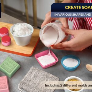 HUMRAN LLC Large Soap-Making Kit - Suitable for Adults, Kids, and Beginners - Incl. Dry Herbs - Soap Maker with Powdered Colors and Different molds - Great Gift idea