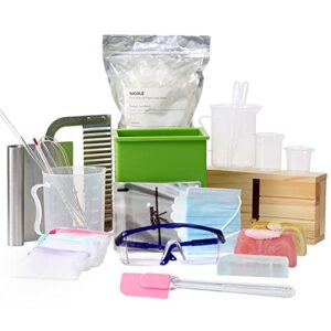 boowan nicole complete diy soap making supplies kit full beginners set including silicone mold, planer wood box, soap base, spatulas, pipette and more