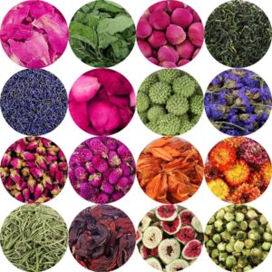 16 Bags Set Dried Flowers Artisan Dried Flower Kit - Candle Making Soap Making DIY Candel Flowers-,Lavender,Roseleaf,Pink Rose,Red Rose,Jasmine,Rose Petal and More