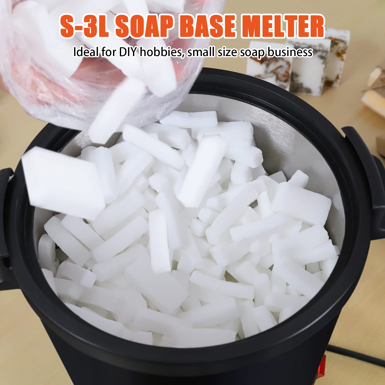 FAST MELT 3L Soap Base Melter - Soap Making Kit with Constant Temperature Control Melter, Quick Pour Spout, Ideal for Homemade Soap Business Fast Loading Easy Clean