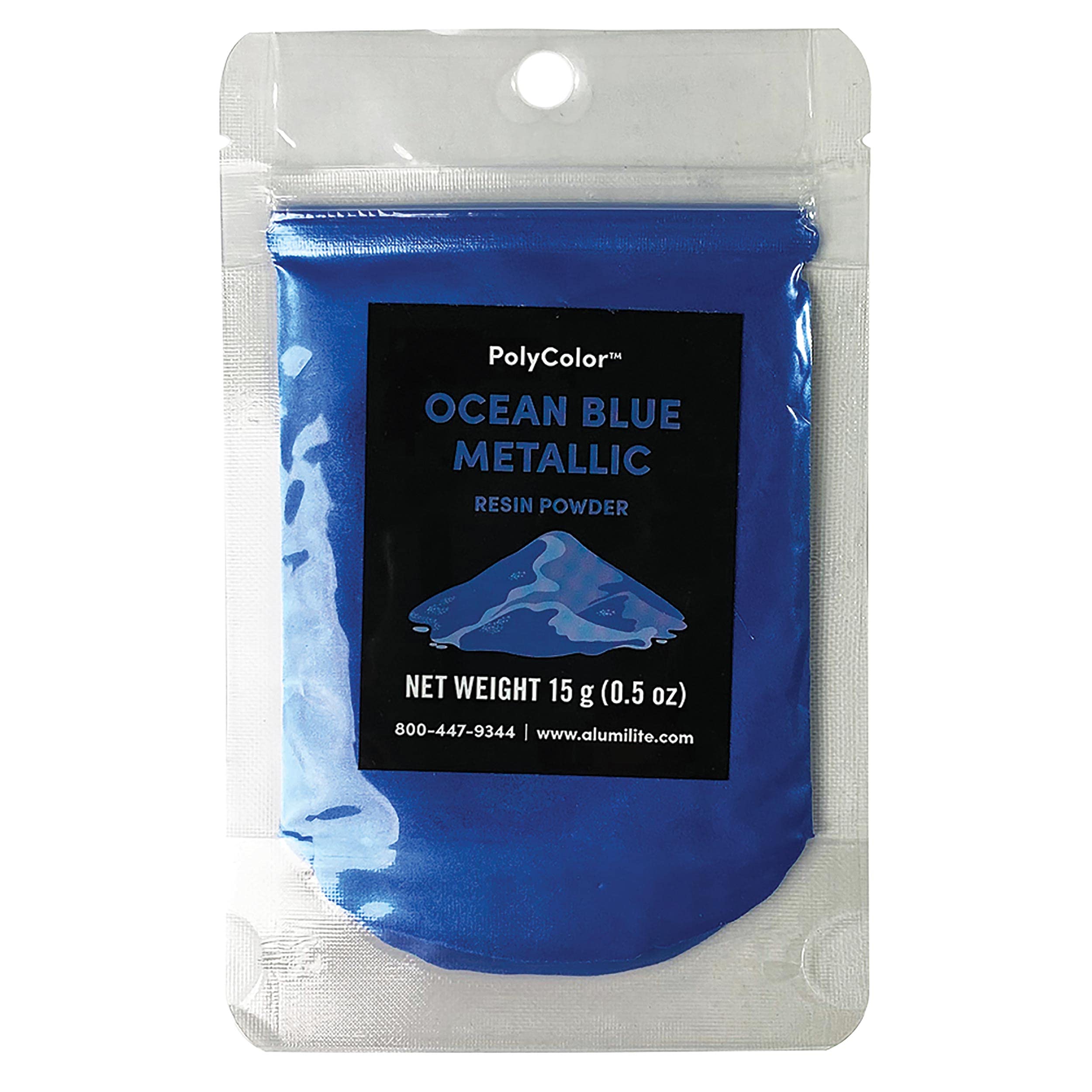 Ocean Blue Metallic Powder (PolyColor) – Mica Powder for Epoxy Resin Kits, Casting Resin, Dyes, and Arts and Crafts! Color Pigment Powder Creates Fast and Easy Metallic Effects!