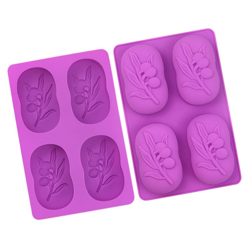 iminfit 4 Cavities Oval Olive Tree Silicone Soap Mold DIY Soap Making Kits Handmade Cake Candle Mold Gifts Craft Supplies Home Decor