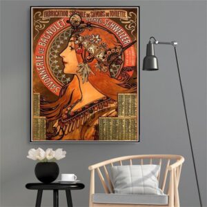 DIY Oil Painting Kit,Soap Factory of Bagnolet Painting by Alphonse Mucha Paint by Numbers Kit for Kids and Adults