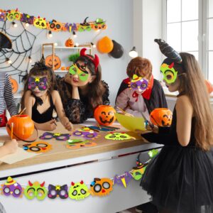 Qyeahkj 16 Packs Halloween Monster Felt Mask Craft for Kids, Monster Foam Craft Crafts for Kids Ages 3-5, 4-8, 8-10, Felt Halloween Craft Mask Kit for Home Party Activity