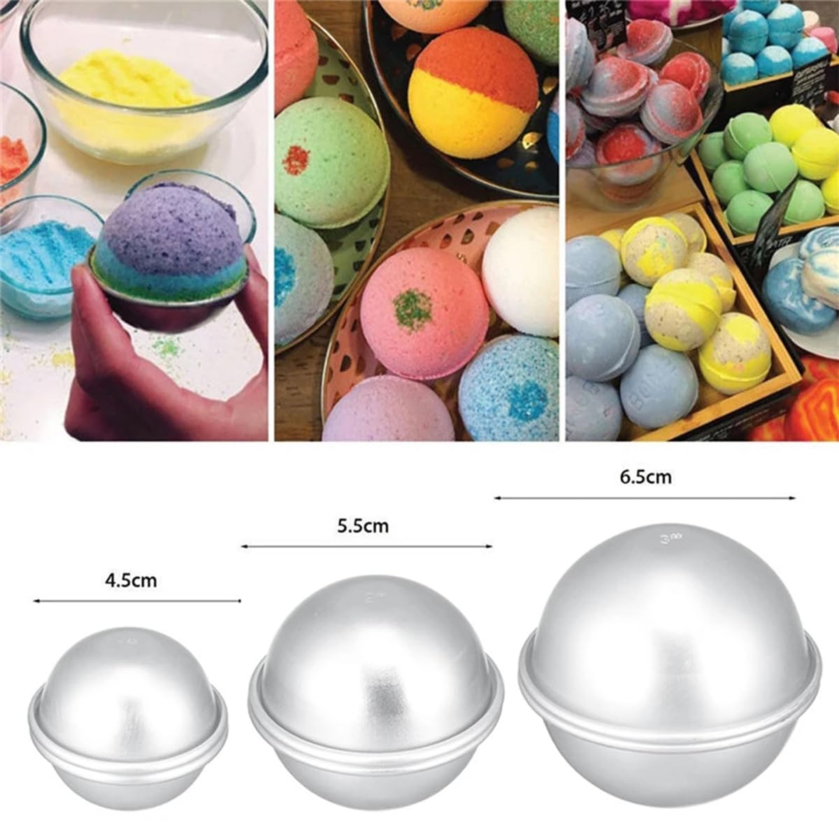 16 Pcs Bath Bomb Mold Kit,8 Sizes DIY Bath Bomb Molds Set Aluminum Alloy Bath Salt Ball Moulds Handmade Crafts Gifts