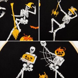 Halloween Embroidery Kit for Adult Beginner, Stamped Cross Stitch Kit for Beginner Adult, Funny Gothic Embroidery Starter Kit with Pattern Needlepoint Kit, 3 Embroidery Hoop and Fabric, Needle, Thread