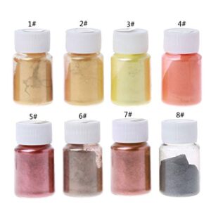 Cherjoury 8 Colors Pigments Brilliant Mica Powder Kit Epoxy Resin Colorant Makeup Bath Bomb Soap Candle Making Powder Pigment Kitset C