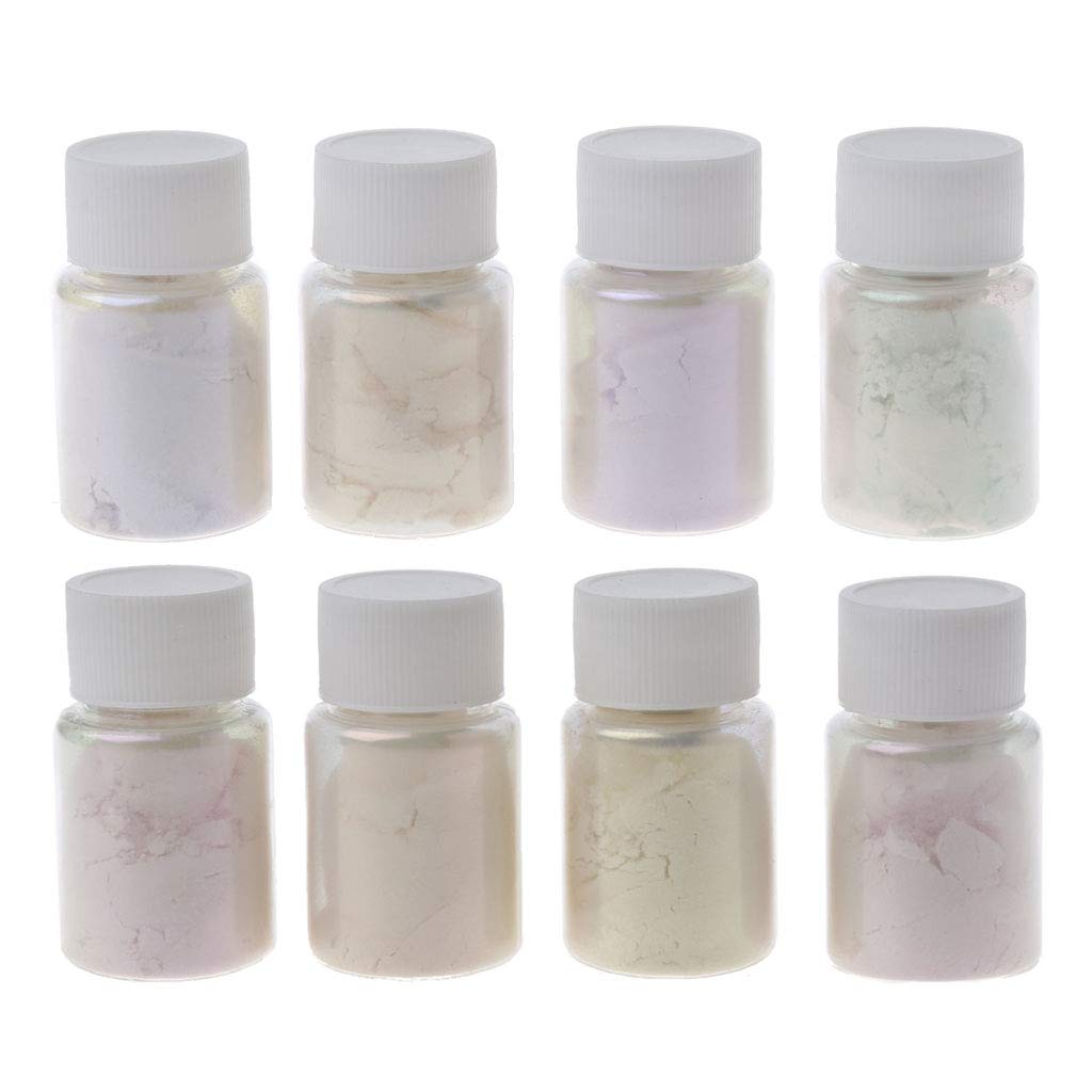 Cherjoury 8 Color Colorshift Pearl Pigment for Aurora Resin Pigment Mica Polarized Pearlescent Pigment Kit Jewelry Making8 Bottles Powder Bottle 5.5X2.5Cm