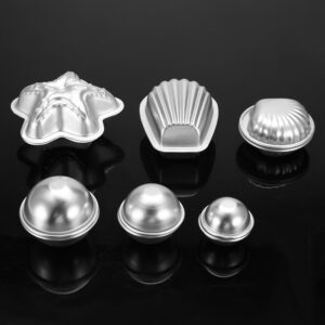 DIY Molds Aluminium, Metal Bath Bomb Molds, DIY Bath Bomb Mold Kit, DIY Bathtub Bomb Molds with Sea Creature Shapes, Soap Molds, Cake Molds, Candle Molds for Fizzy Bombs(3)