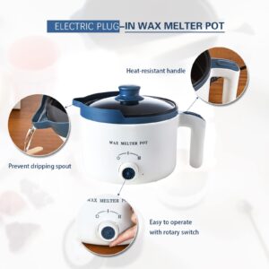 plobiba Candle Wax Melting Pot, Wax Melter for Candle Making with Rotary Switch, Electric Non-Stick Small Candle Making Pouring Pot, Wax Melting Supplier with Heat-Resistant