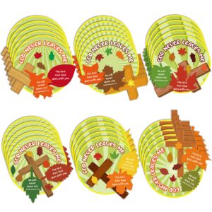 Copkim 30 Pcs God Never Leaves Me Fall Crafts for Kids Sunday School Crafts Christian Magnet Craft Kit includes Disc Cross Maple Leaf Stickers Supplies Decorations for Kids Home Classroom Activities