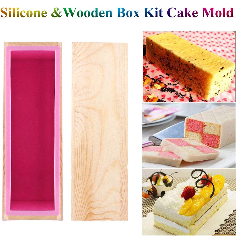 Soap Tools Silicone Soap Tools Rectangle Soap Tools with Wooden Box Flexible Soap Crafting Tools DIY Making Tool for Soap Cake Bread