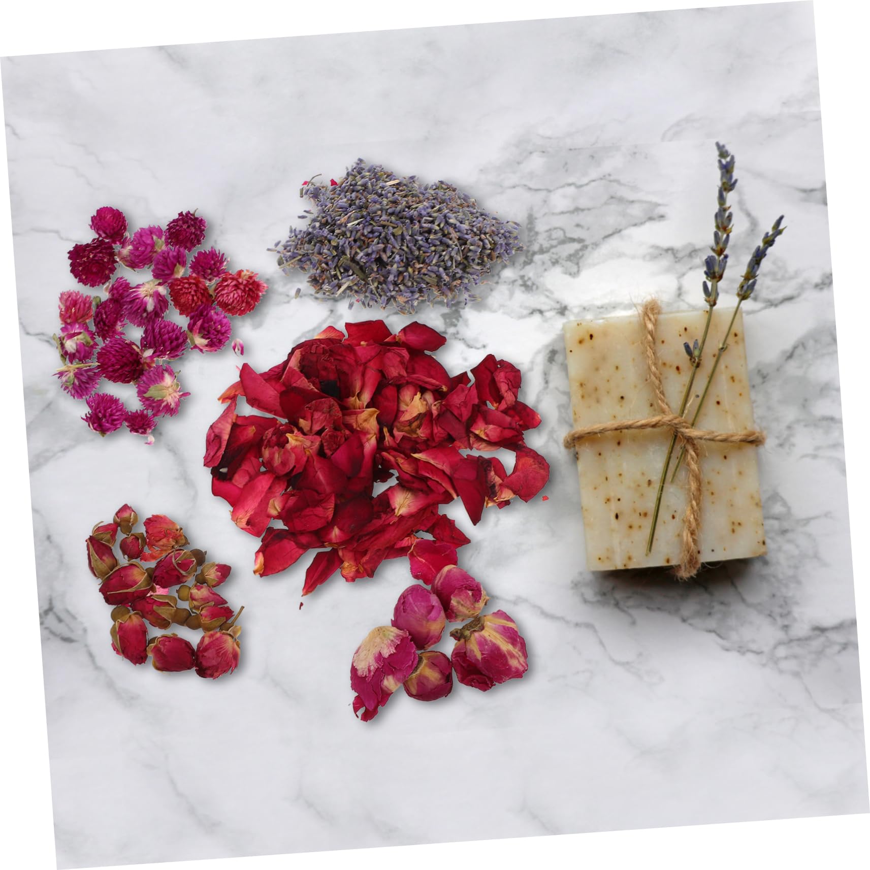 SEWACC 2pcs 5 Dried Flowers Edible Flowers for Drinks Dry Lavender Flowers Rose Petals for Bath Dried Lavender Flower DIY Pressed Flower Pressed Flowers Head DIY Kits Scrapbook Aromatic