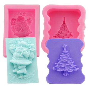 2 Pack Silicone Mold Xmas Sets, Santa Claus and Christmas Tree Shape Craft Art Silicone Soap Mold, Craft Molds DIY Handmade Soap Gifts - Soap Making Supplies by YSCEN