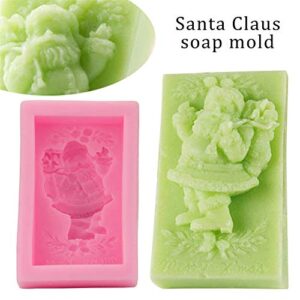 2 Pack Silicone Mold Xmas Sets, Santa Claus and Christmas Tree Shape Craft Art Silicone Soap Mold, Craft Molds DIY Handmade Soap Gifts - Soap Making Supplies by YSCEN