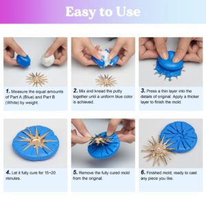 LET'S RESIN Silicone Putty,1LB/40A Silicone Mold Making Kit, Non-Toxic,Strong&Flexible, Easy 1:1 Mixing Ratio for Reusable Silicone Molds, Resin Molds, Soap