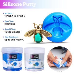 LET'S RESIN Silicone Putty,1LB/40A Silicone Mold Making Kit, Non-Toxic,Strong&Flexible, Easy 1:1 Mixing Ratio for Reusable Silicone Molds, Resin Molds, Soap