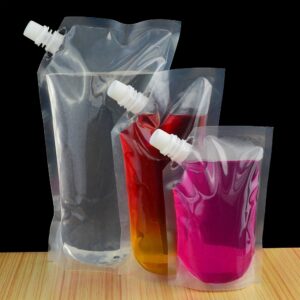 Wobe 15pcs Plastic Liquor Pouch Drinks Flasks, Concealable Drinking Flasks Cruise Bag Kit 230 ml 420 ml 1000 ml with Funnel Clear Foldable Water Bottle For Spirits Booze Alcoho