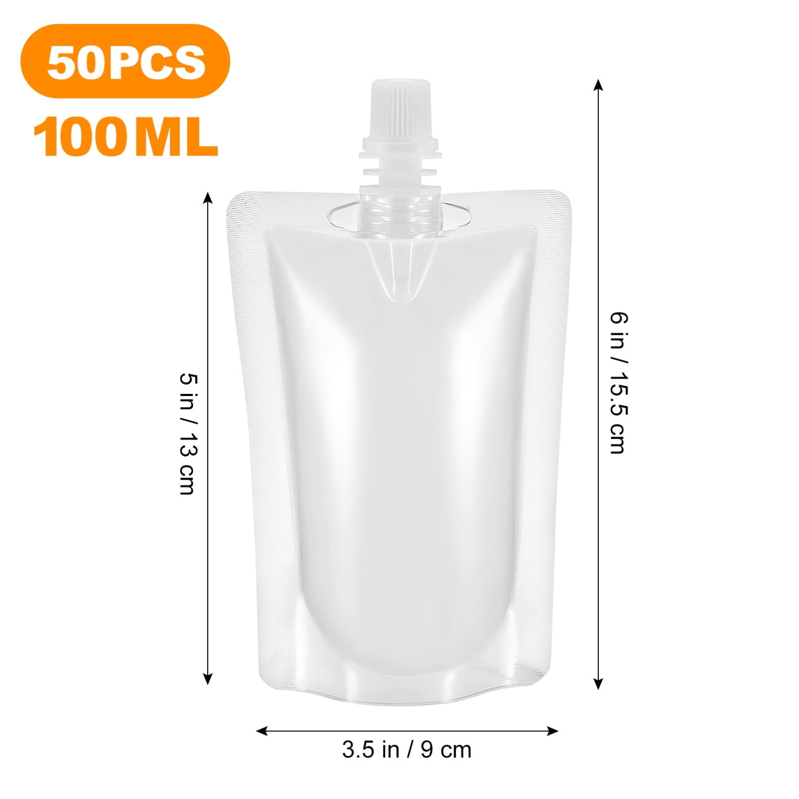 Yardwe Drink Pouches Plastic Flask: 3.5oz/100ml Juice Pouches for Adults, Reusable Drink Bags for Outdoor Travel, 50PCS