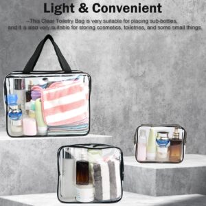 Clear Toiletry Bag Quart Size Bag Travel Makeup Cosmetic Bag PVC Toiletries Cosmetic Pouch for Women Men 3PCS (L+M+S)